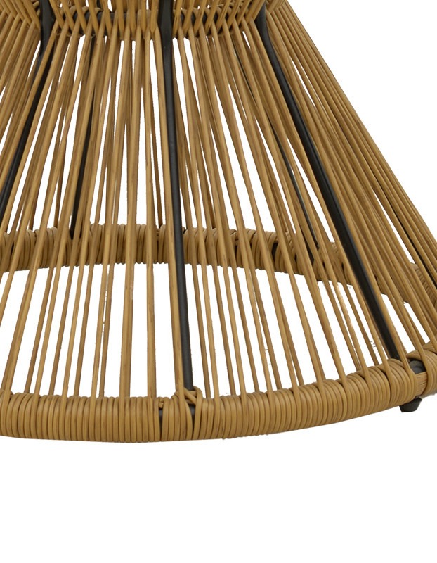 Σαλόνι Naoki-Mabil σετ 3τεμ pe rattan σε φυσική απόχρωση με μαύρο μέταλλο