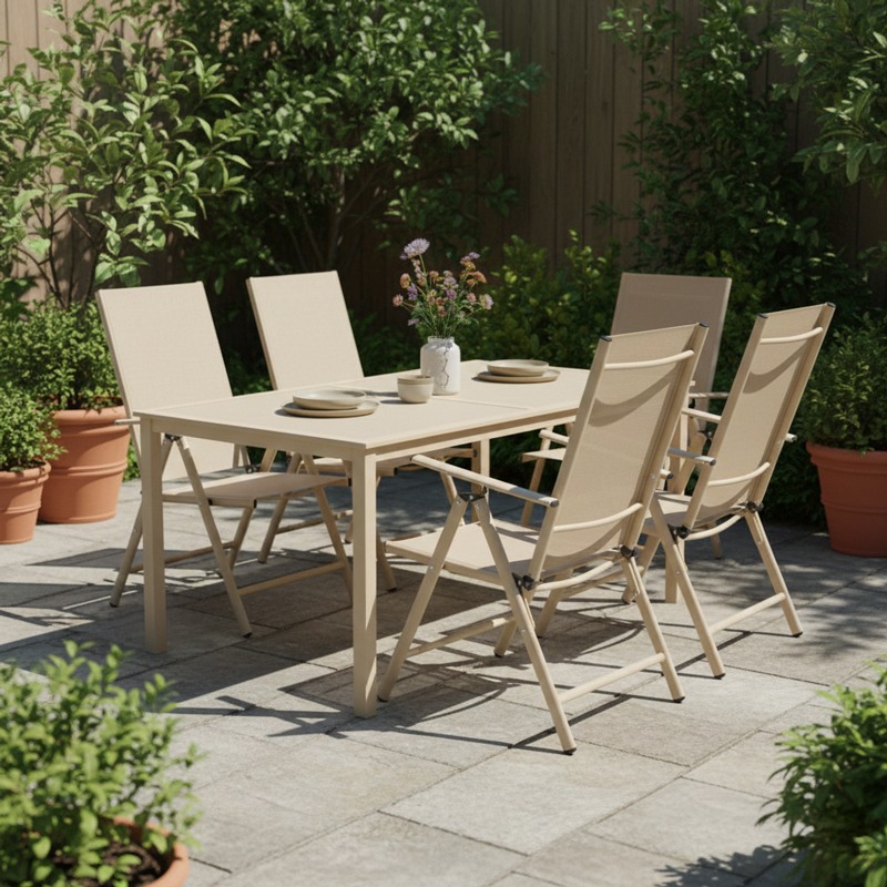 Πολυθρόνα Candor σαμπανί μέταλλο με textilene 51.5x63.5x107εκ