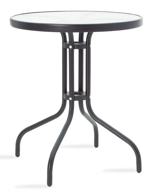 Τραπεζαρία Watson-Tade σετ 3τεμ μέταλλο μαύρο-γυαλί Φ60x70εκ