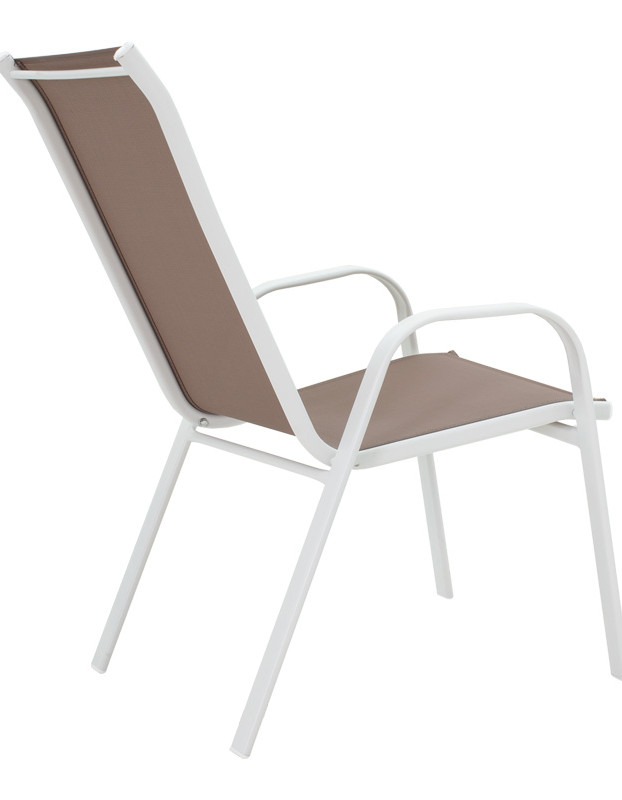 Τραπεζαρία Ensure-Calan I σετ 5τεμ μέταλλο λευκό-καφέ textilene 120x70x70εκ