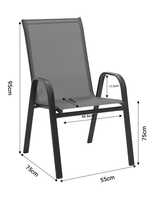 Τραπεζαρία Ensure-Calan I σετ 5τεμ μέταλλο λευκό-καφέ textilene 120x70x70εκ