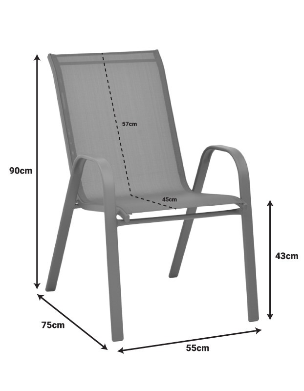 Τραπεζαρία Ensure-Calan σετ 5τεμ μέταλλο-textilene καφέ