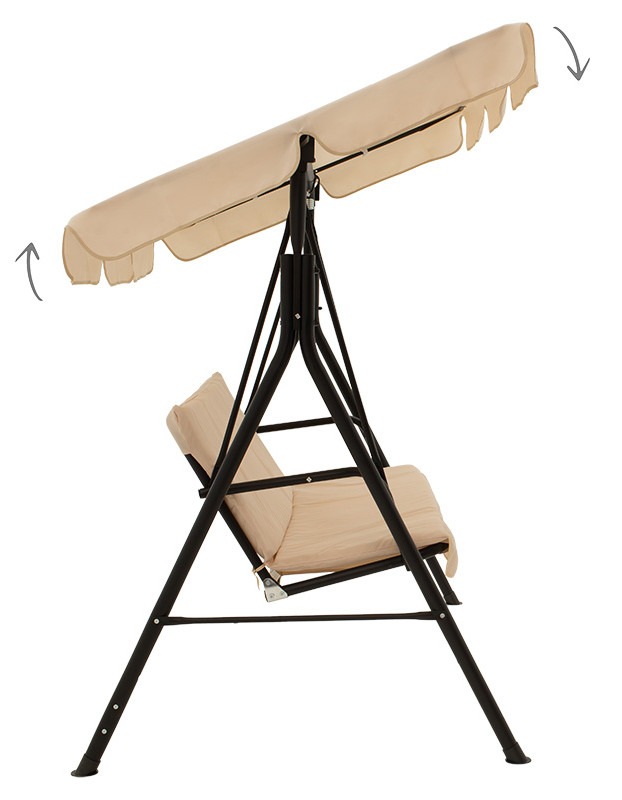 Κούνια Globo μαύρο μέταλλο με ύφασμα σε μπεζ απόχρωση 170x110x153εκ