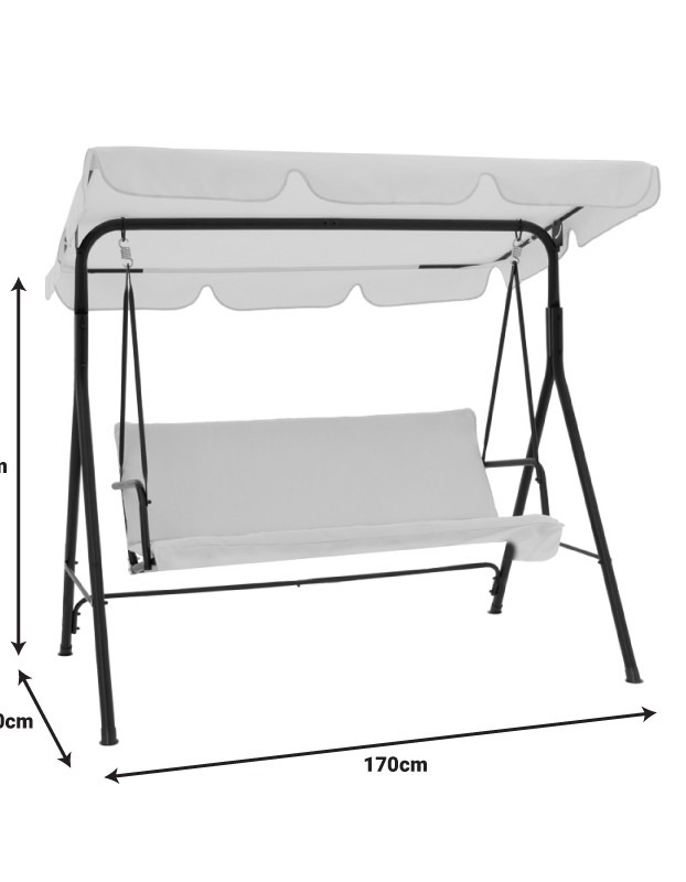 Κούνια κήπου Globo μέταλλο μαύρο-ύφασμα γκρι 170x110x153εκ
