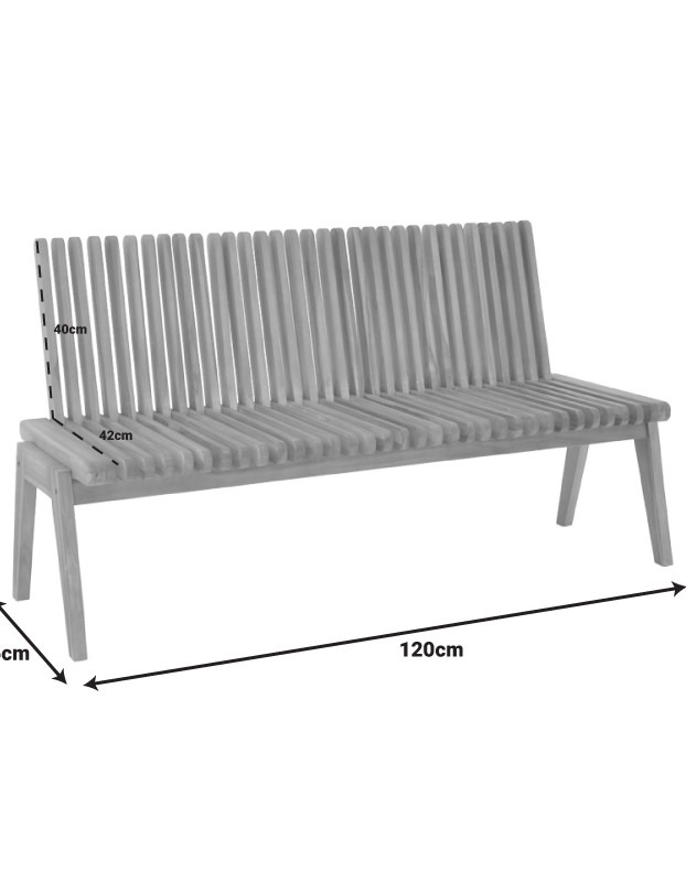 Πολυμορφικός καναπές-παγκάκι Jey teak ξύλο σε φυσική απόχρωση 120x57.5x80εκ