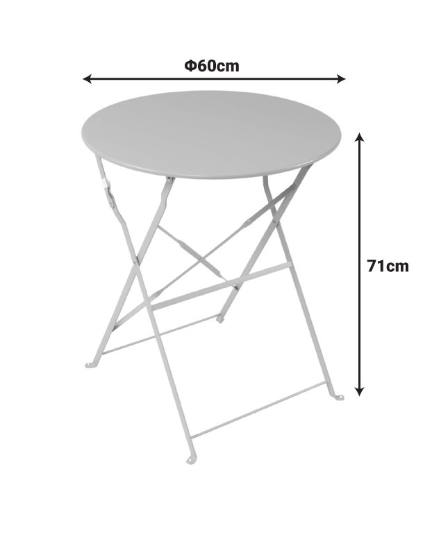 Τραπεζι Bistro μεταλλικό αναδιπλούμενο σε ανθρακί απόχρωση Φ60x71εκ