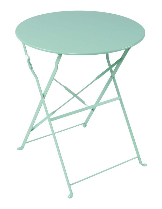 Τραπεζαρία Bistro σετ 3τεμ μεταλλική αναδιπλούμενη σε μέντα απόχρωση Φ60x71εκ