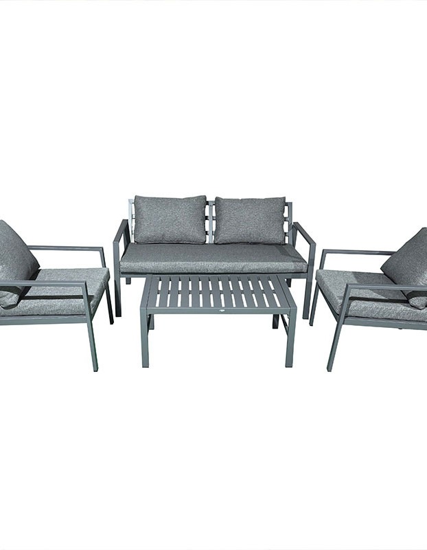 Σαλόνι Gardenly σετ 4τμχ αλουμίνιο σε ανθρακί απόχρωση με ανθρακί μαξιλάρια