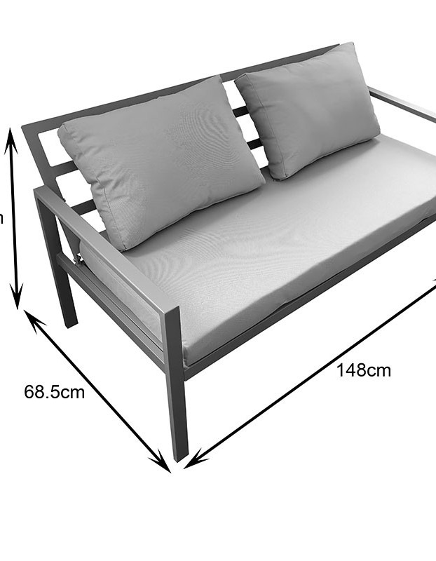 Σαλόνι Gardenly σετ 4τμχ αλουμίνιο σε ανθρακί απόχρωση με ανθρακί μαξιλάρια