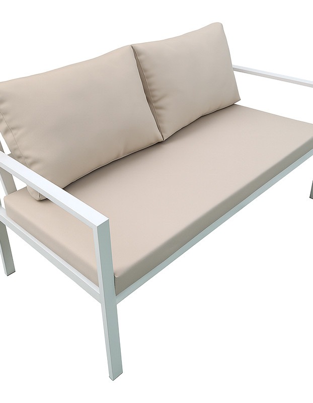 Σαλόνι Gardenly σετ 4τμχ αλουμίνιο σε λευκή απόχρωση με μπεζ μαξιλάρια