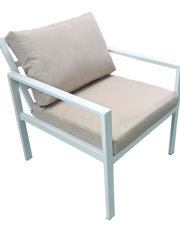 Σαλόνι Gardenly σετ 4τμχ αλουμίνιο σε λευκή απόχρωση με μπεζ μαξιλάρια