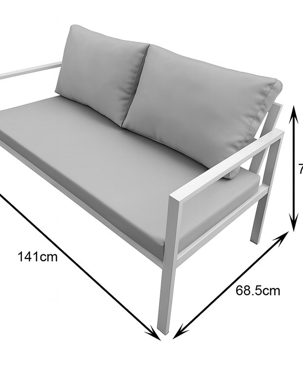 Σαλόνι Gardenly σετ 4τμχ αλουμίνιο σε λευκή απόχρωση με μπεζ μαξιλάρια