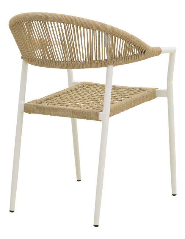 Πολυθρόνα Ammos στοιβαζόμενη αλουμίνιο σε λευκή- pe σχοινί σε φυσική απόχρωση 56x61.5x82εκ