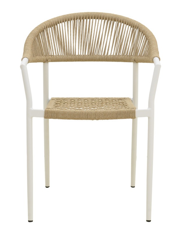 Πολυθρόνα Ammos στοιβαζόμενη αλουμίνιο σε λευκή- pe σχοινί σε φυσική απόχρωση 56x61.5x82εκ