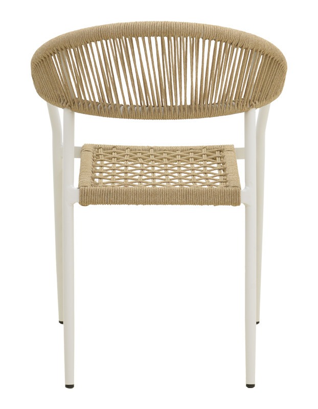Πολυθρόνα Ammos στοιβαζόμενη αλουμίνιο σε λευκή- pe σχοινί σε φυσική απόχρωση 56x61.5x82εκ