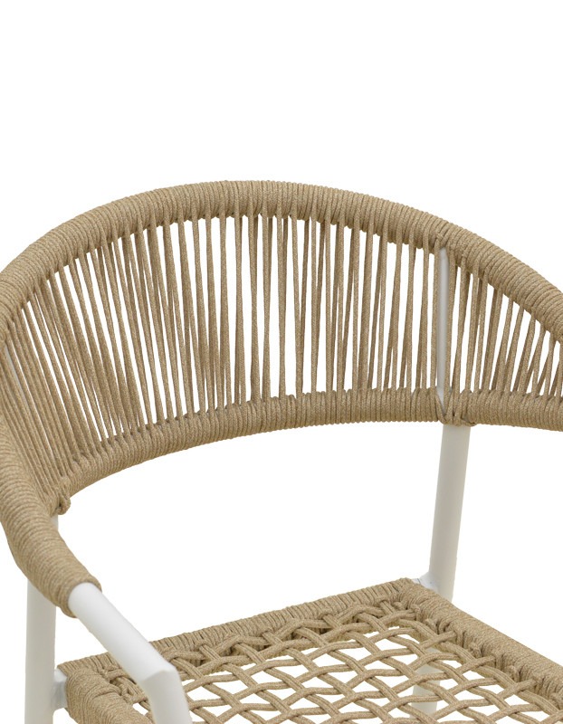 Πολυθρόνα Ammos στοιβαζόμενη αλουμίνιο σε λευκή- pe σχοινί σε φυσική απόχρωση 56x61.5x82εκ