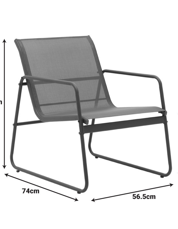 Σαλόνι εξωτερικού χώρου Veranda textilene-μέταλλο σε ανθρακί απόχρωση