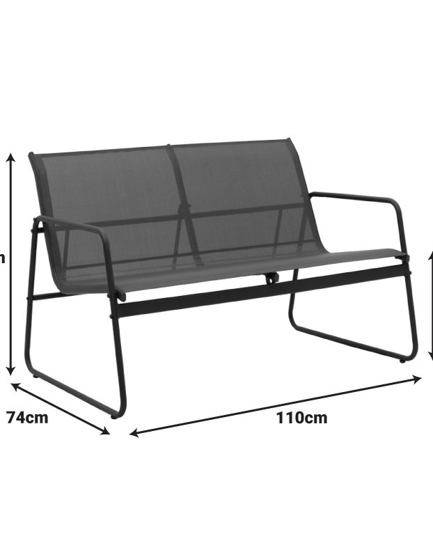 Σαλόνι εξωτερικού χώρου Veranda textilene-μέταλλο σε ανθρακί απόχρωση