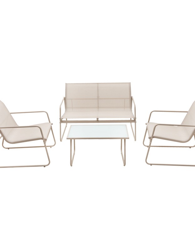 Σαλόνι εξωτερικού χώρου Veranda textilene-μέταλλο σε cappuccino απόχρωση