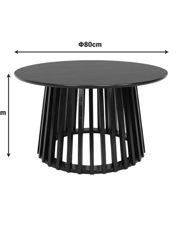 Τραπέζι σαλονιού Domonic mdf σε μαύρη απόχρωση Φ80x45εκ