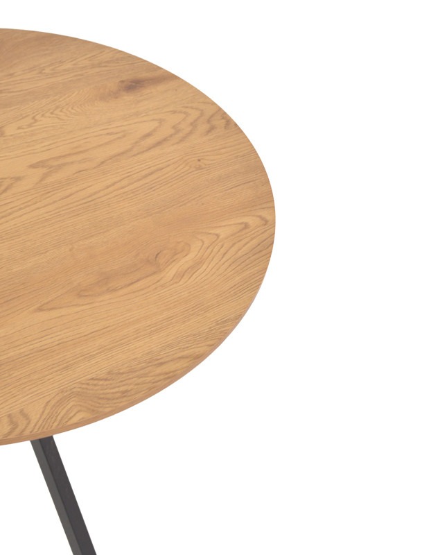 Τραπέζι Xuson φυσικό mdf-πόδι μαύρο μέταλλο Φ80x75εκ - Image 5