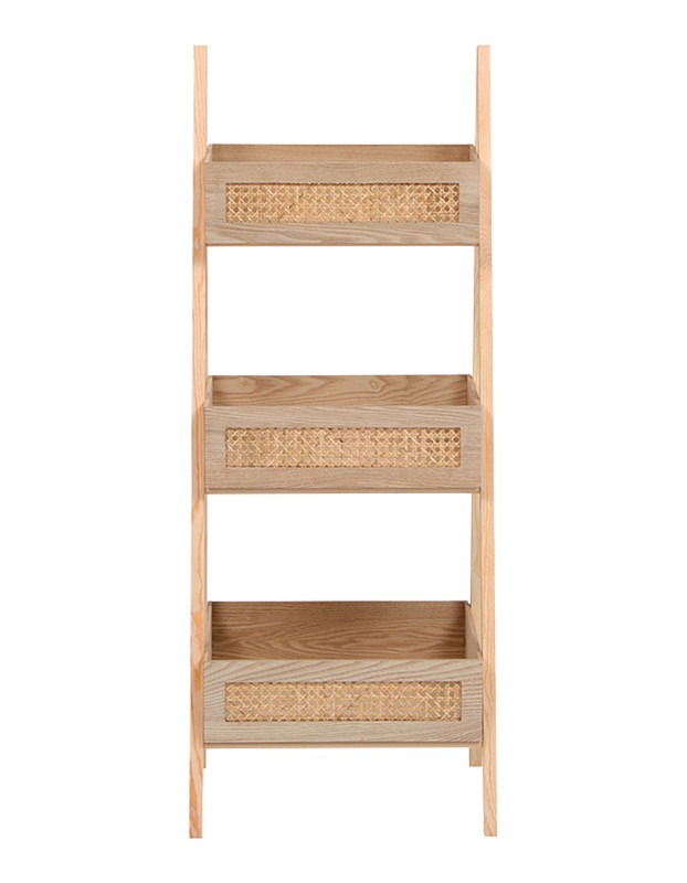 Ραφιέρα επιδαπέδια 3όροφη Scandy mdf-rattan σε φυσική απόχρωση 44x37x110εκ