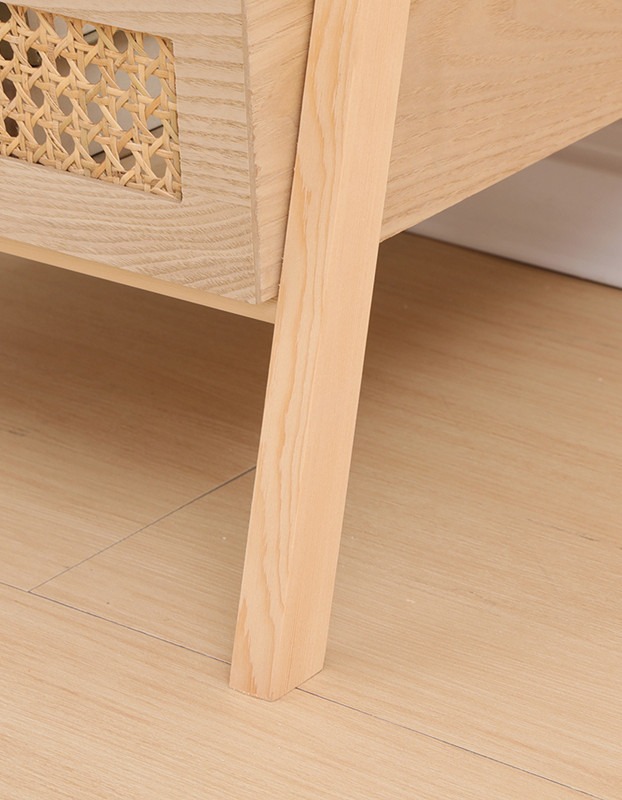 Ραφιέρα επιδαπέδια 3όροφη Scandy mdf-rattan σε φυσική απόχρωση 44x37x110εκ