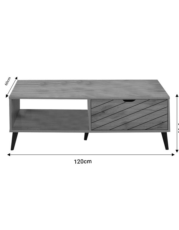 Τραπέζι σαλονιού Thelma oak μελαμίνης 120x60x41.6εκ - Image 4