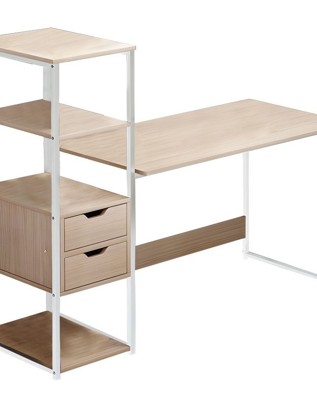Γραφείο Zayn ΙΙ με ραφιέρα-MDF φυσικό-λευκό 108x40x111εκ