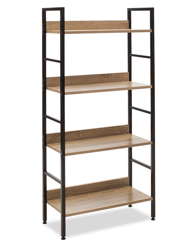 Βιβλιοθήκη- Ραφιέρα Ramon φυσικό-μαύρο 60x28x125,5εκ