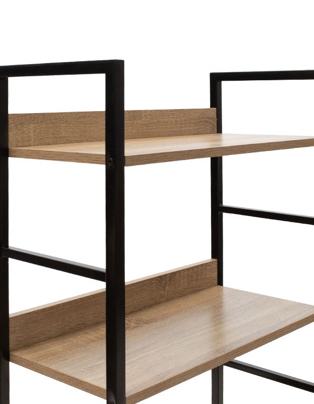 Βιβλιοθήκη- Ραφιέρα Ramon φυσικό-μαύρο 60x28x125,5εκ