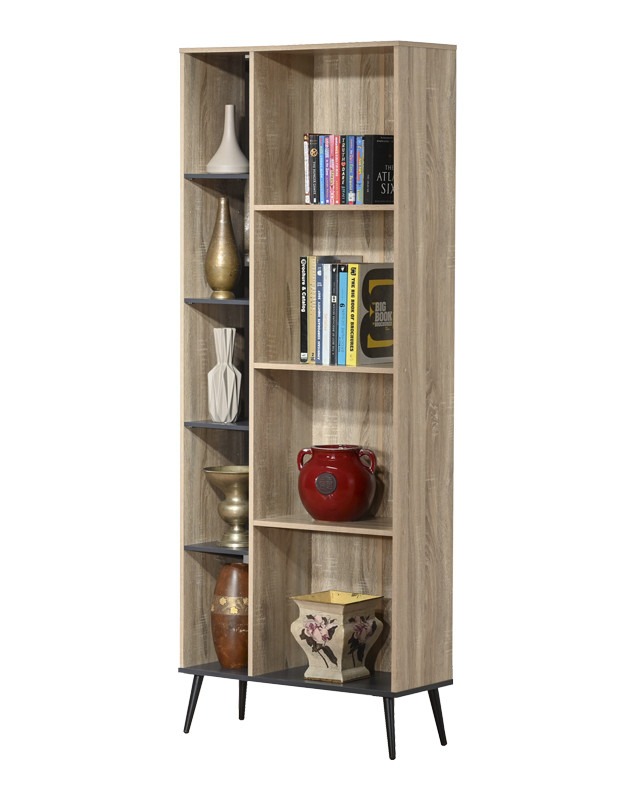 Βιβλιοθήκη Zezan σε sonoma-ανθρακί απόχρωση 76.5x30x200.5εκ