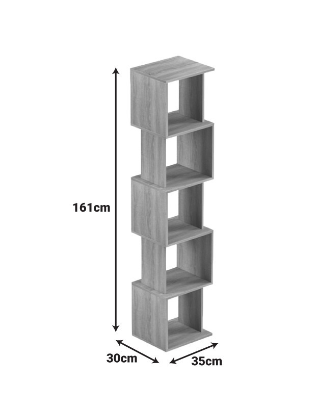 Βιβλιοθήκη Cubik sonoma- ανθρακί 35x30x161εκ