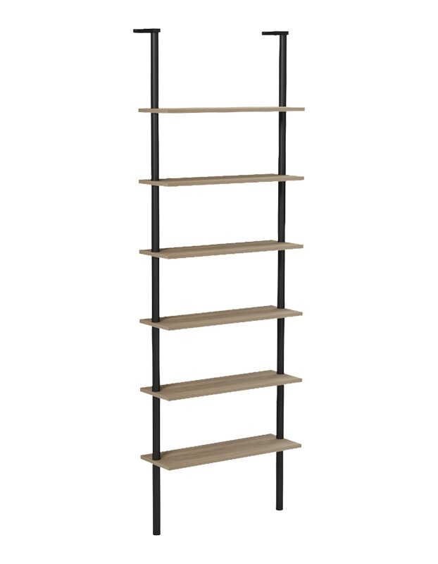 Βιβλιοθήκη επιτοίχια Dimmo sonoma-μαύρο μέταλλο 60x20x180εκ