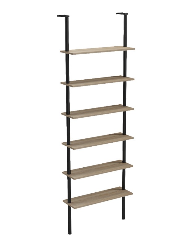 Βιβλιοθήκη επιτοίχια Dimmo sonoma-μαύρο μέταλλο 60x20x180εκ