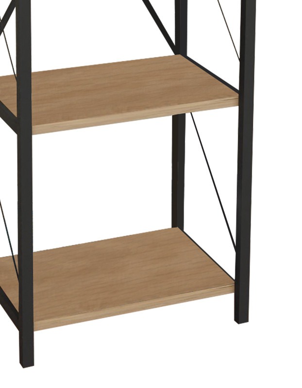Βιβλιοθήκη Glase oak μελαμίνης-μαύρο μέταλλο 40x30x150εκ - Image 3
