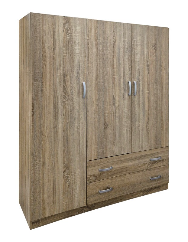 Ντουλάπα τρίφυλλη με 2 συρτάρια Alvia sonoma 150x51x180εκ