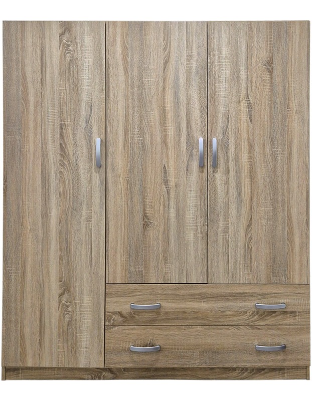 Ντουλάπα τρίφυλλη με 2 συρτάρια Alvia sonoma 150x51x180εκ