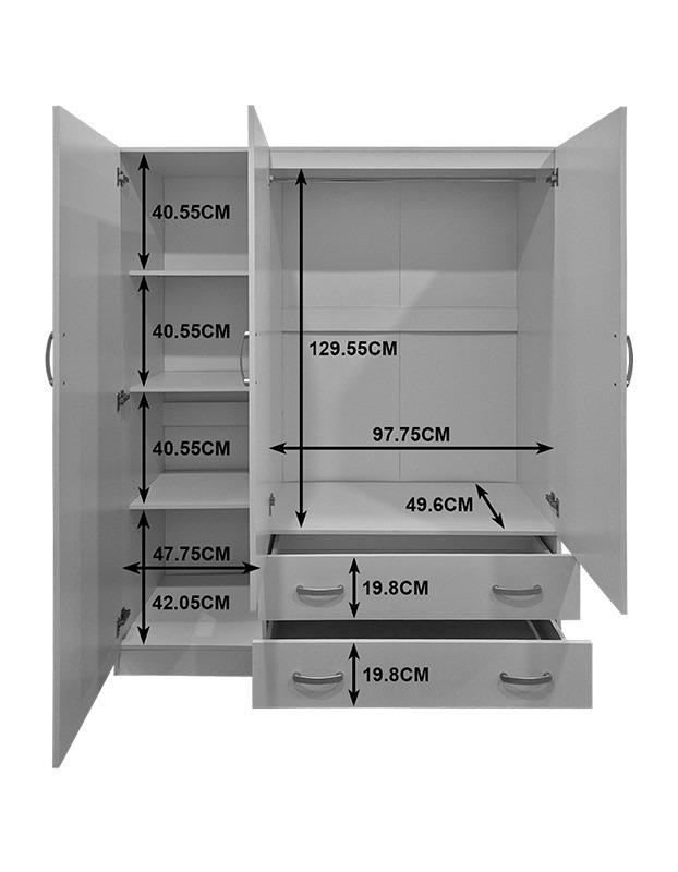 Ντουλάπα τρίφυλλη με 2 συρτάρια Alvia sonoma 150x51x180εκ
