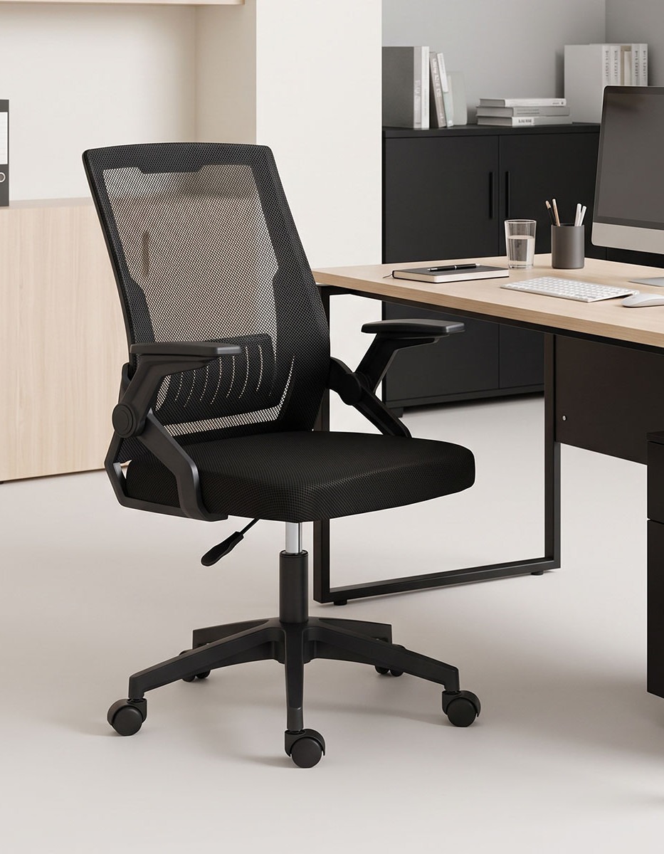 Καρέκλα γραφείου εργασίας Penza mesh χρώμα μαύρο 48x58x92-102εκ