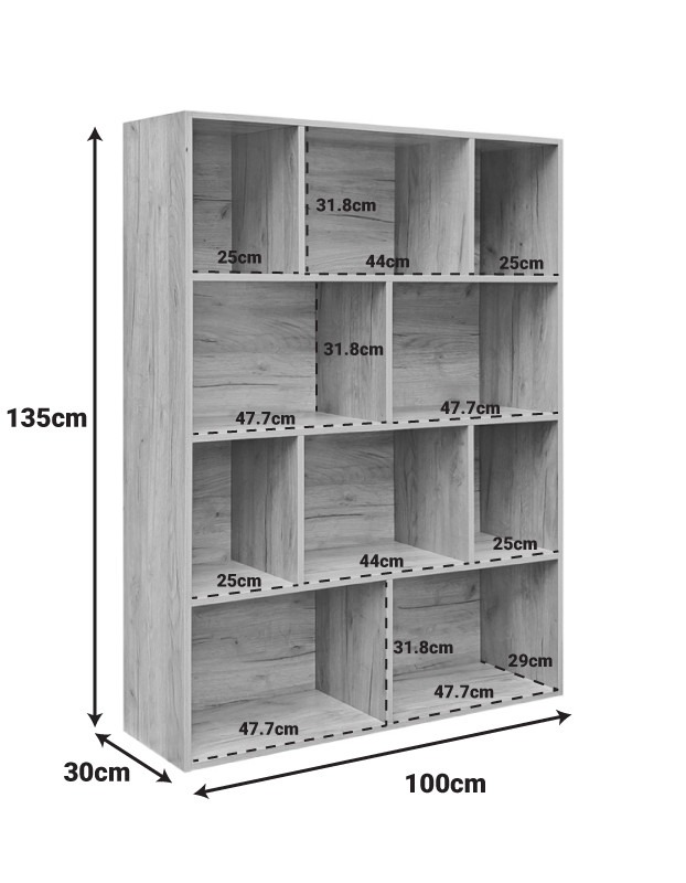 Βιβλιοθήκη Evergin mdf σε oak απόχρωση 100x30x135εκ