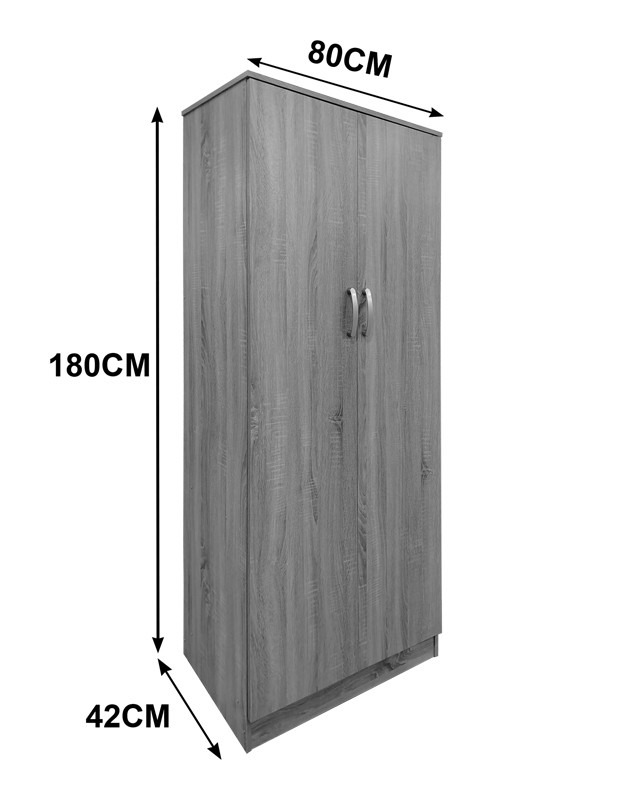Ντουλάπα δίφυλλη Athos σε λευκή απόχρωση 80x42x180εκ