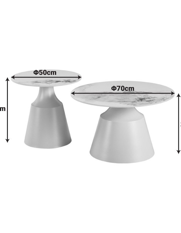 Τραπέζια σαλονιού Sculpt σετ 2τεμ μέταλλο cappuccino- sintered stone λευκό μαρμάρου